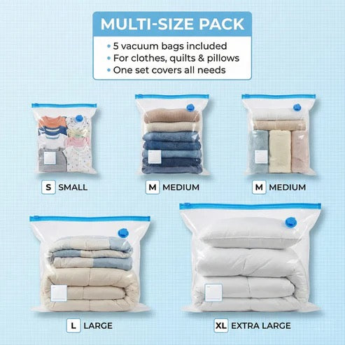 Vacuum Compression Storage Bags ( 5 Pieces Set )