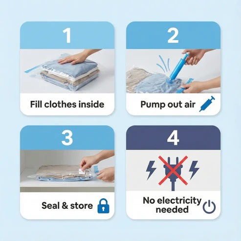 Vacuum Compression Storage Bags ( 5 Pieces Set )